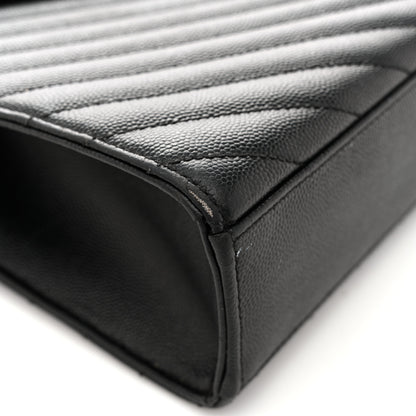 Saint Laurent Grain De Poudre Matelasse Chevron Large Monogram Satchel Black 12 of 14