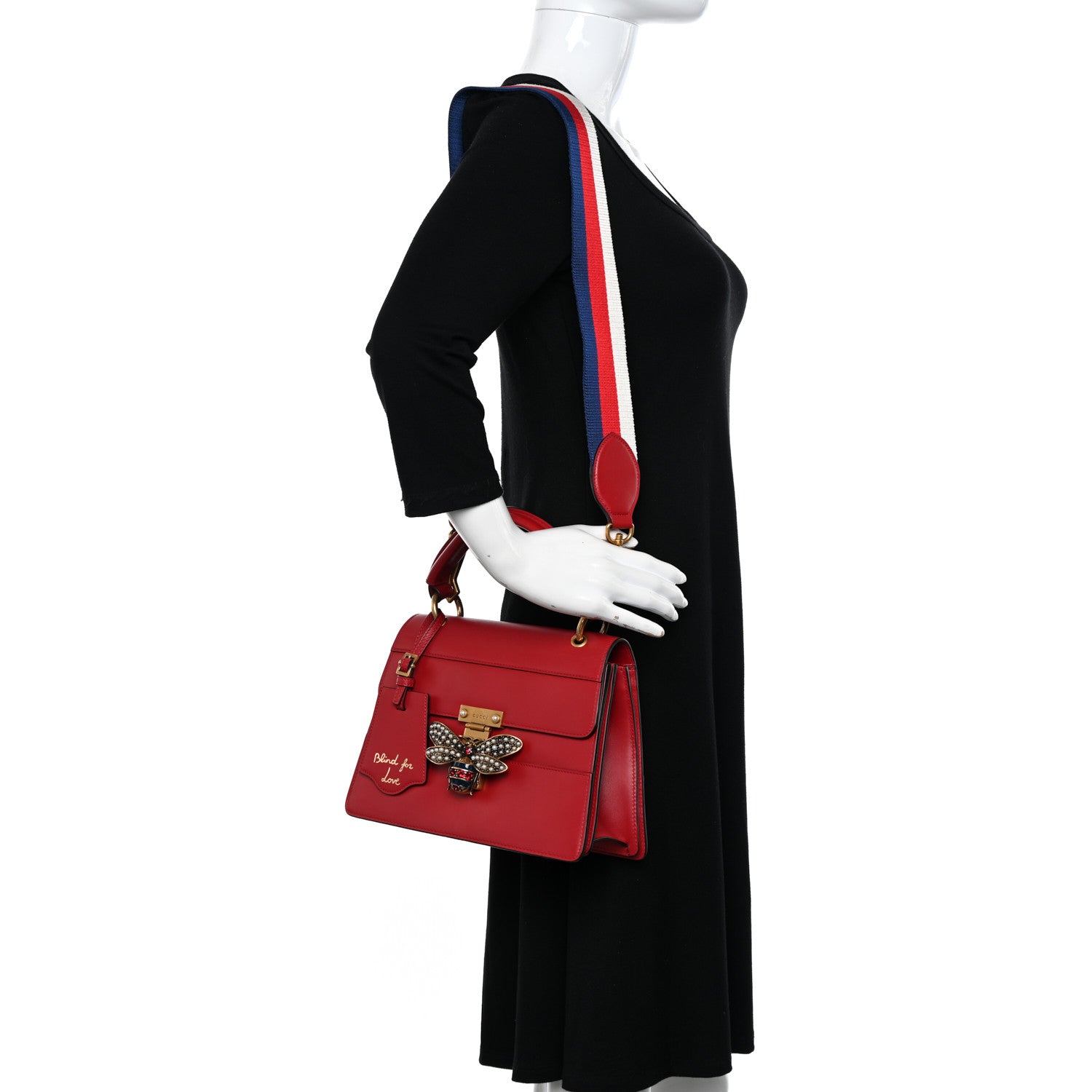 Gucci Calfskin Sylvie Web Small Queen Margaret Top Handle Bag Red 2 of 13