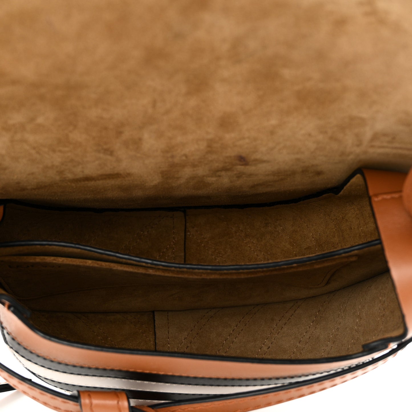 Calfskin Marine Stripe Small Gate Crossbody Bag Tan