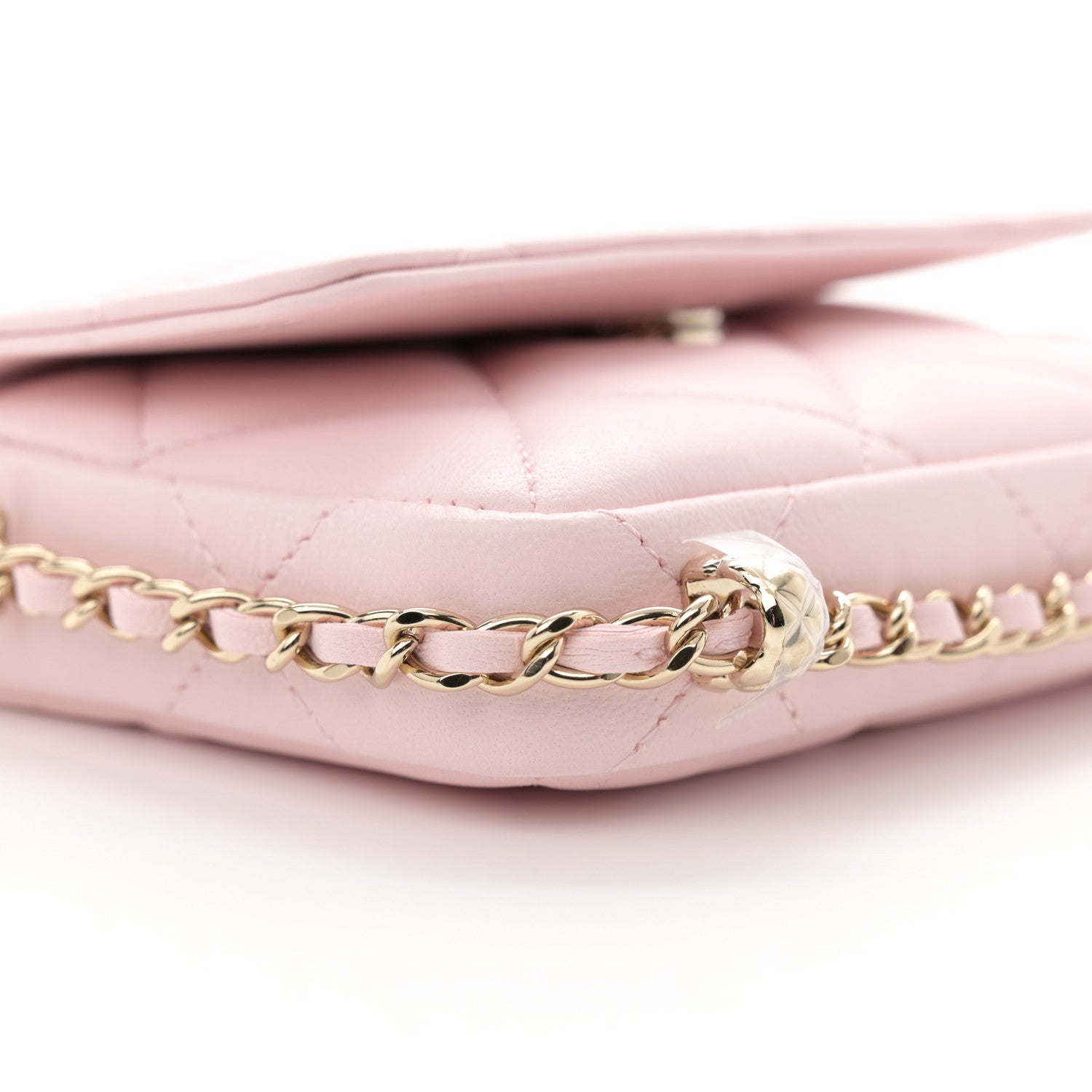Chanel Lambskin Quilted Chain Around Coin Purse With Chain Light Pink 9 of 11