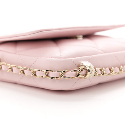 Chanel Lambskin Quilted Chain Around Coin Purse With Chain Light Pink 9 of 11