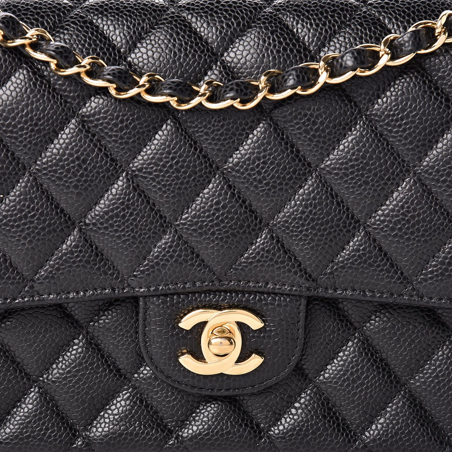 Caviar Quilted Medium Double Flap Black