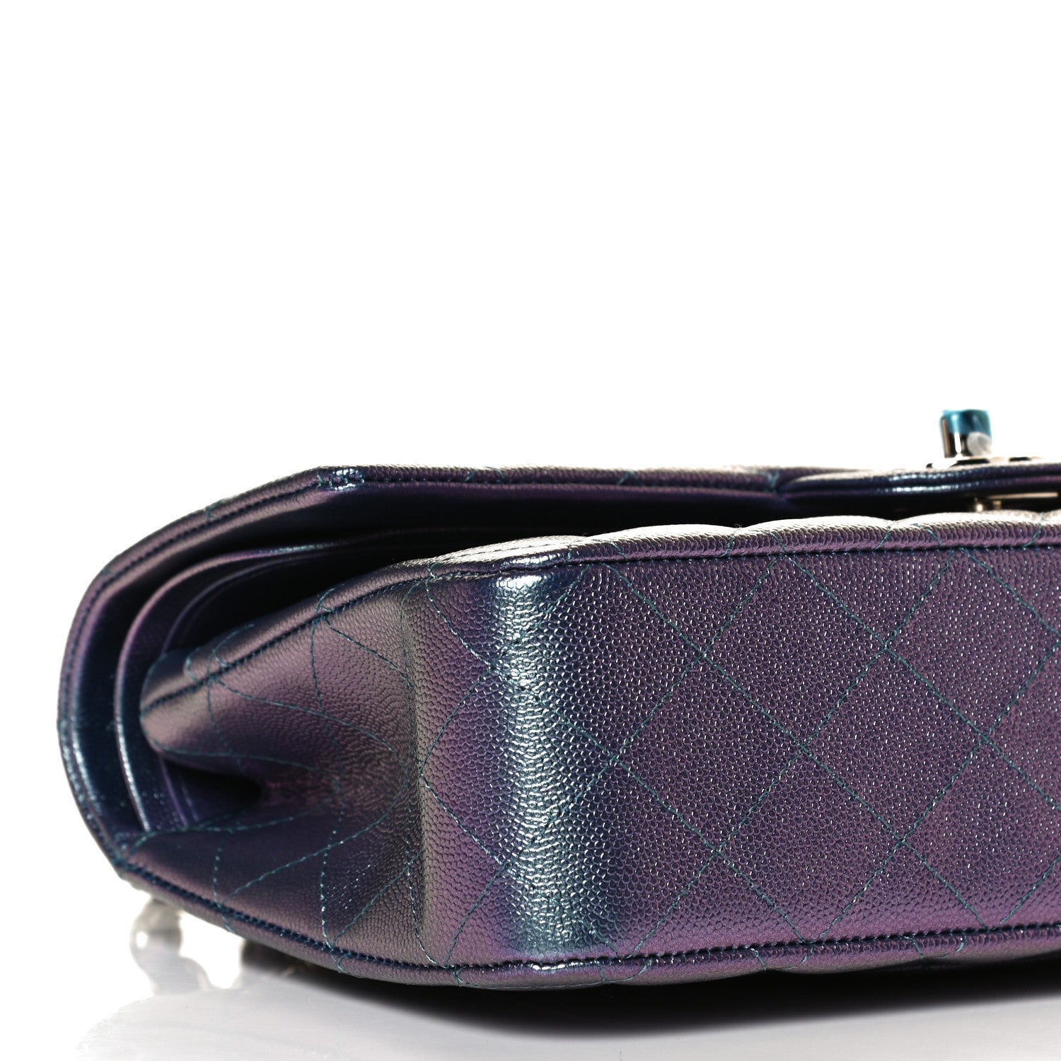 Chanel Iridescent Caviar Quilted Medium Double Flap Dark Blue 8 of 11