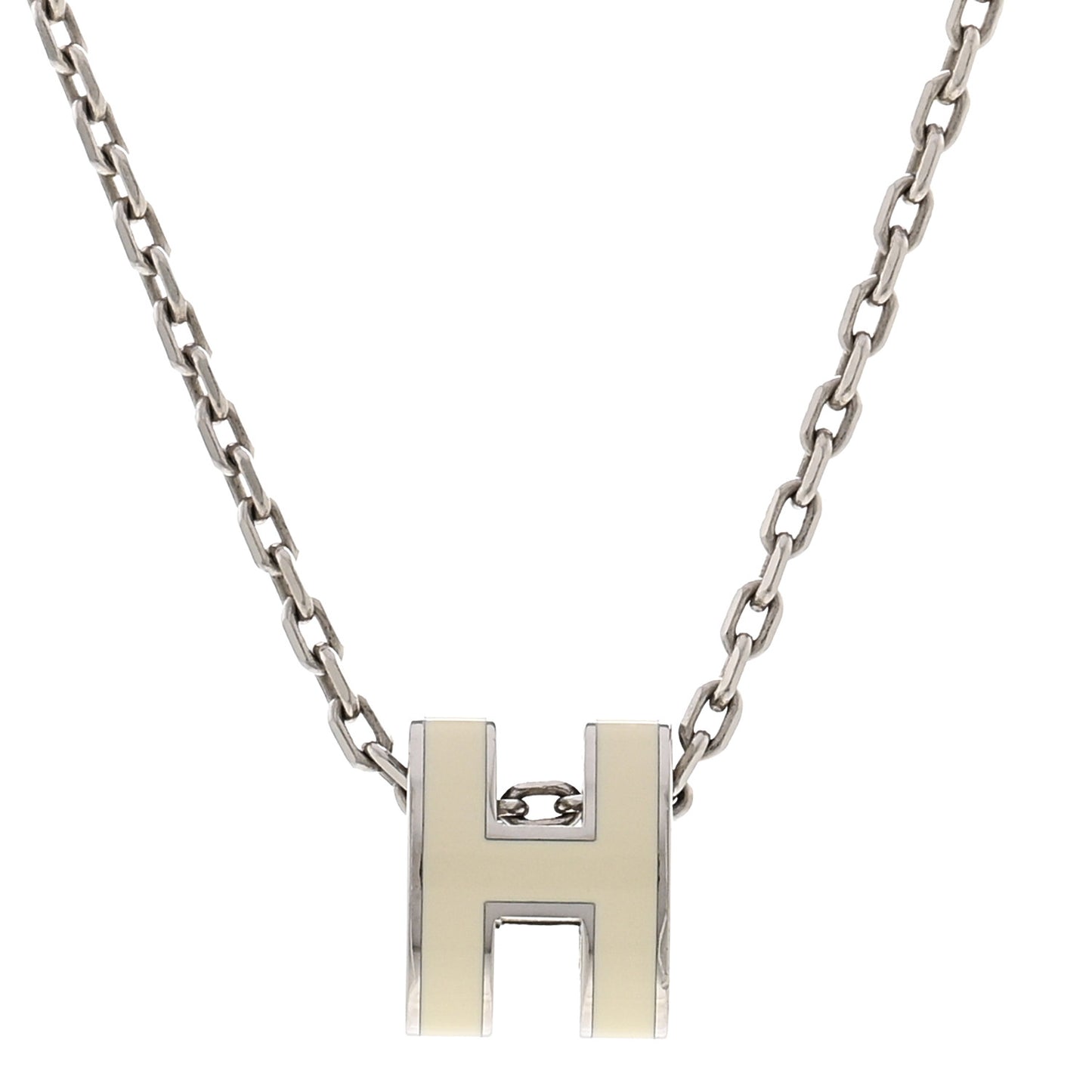 Lacquered Palladium Mini Pop H Pendant Necklace White