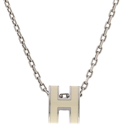 Hermes Lacquered Palladium Mini Pop H Pendant Necklace White 4 of 6