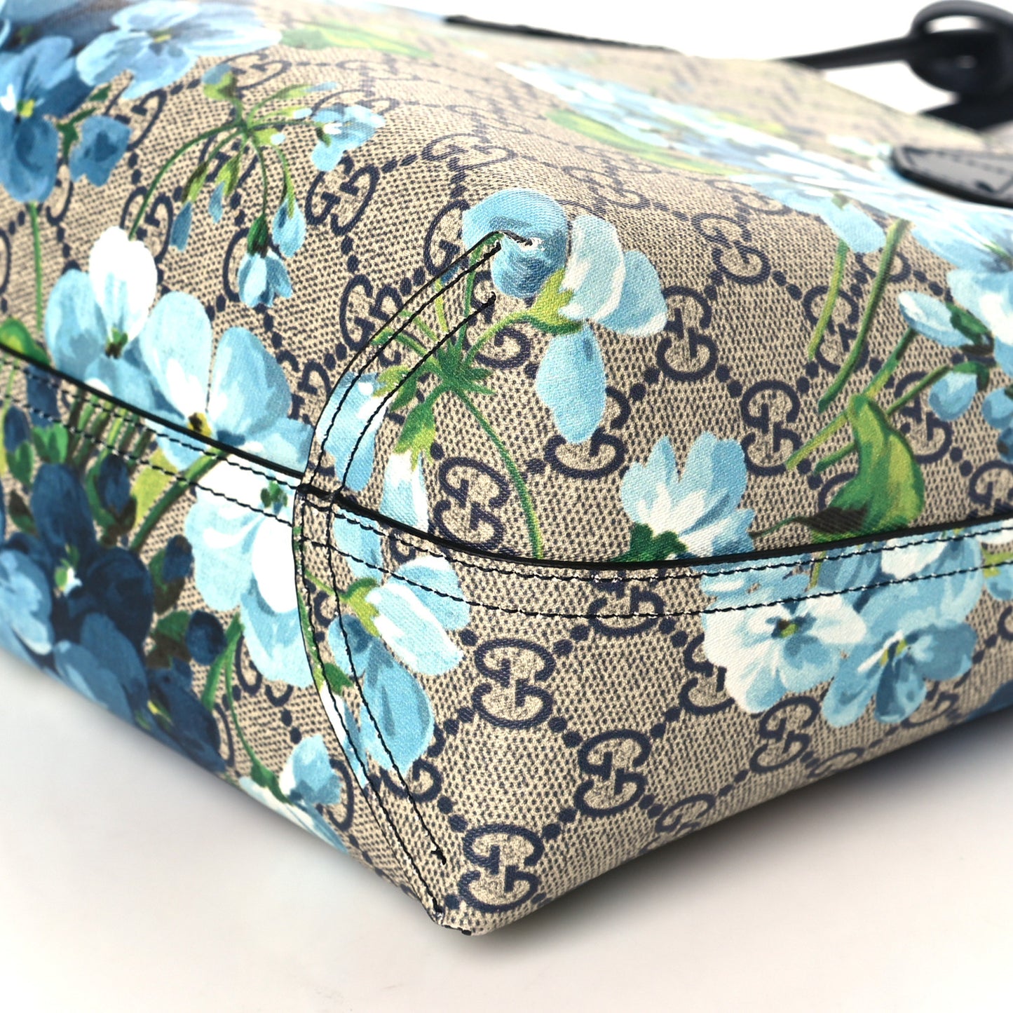 GG Supreme Monogram Blooms Small Reversible Tote Beige Blue Navy