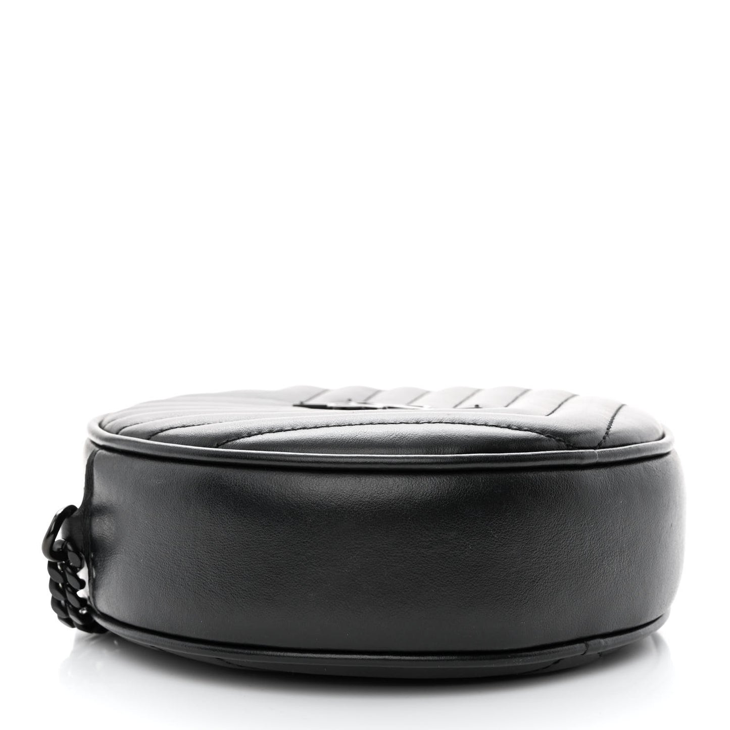 Calfskin Matelasse Chevron Round Vinyle Camera Bag Black