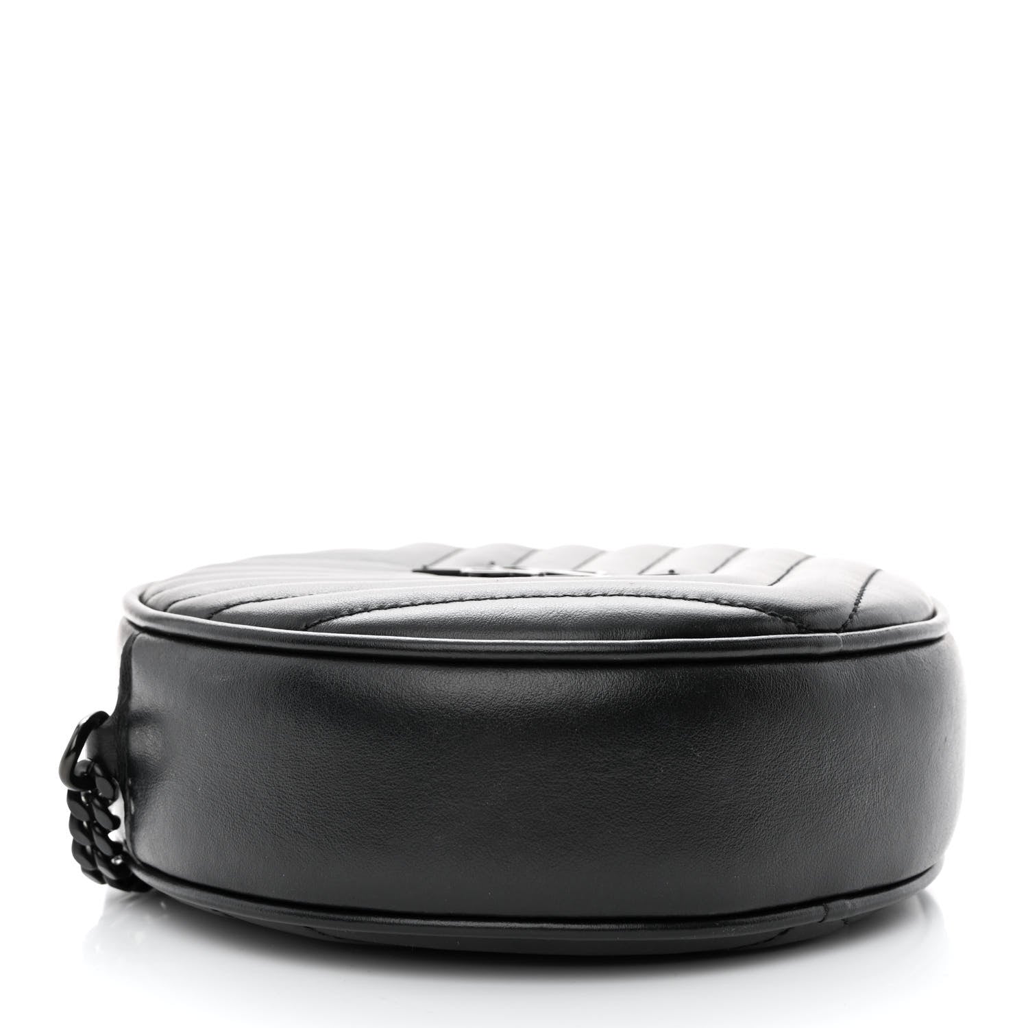 Saint Laurent Calfskin Matelasse Chevron Round Vinyle Camera Bag Black 4 of 10