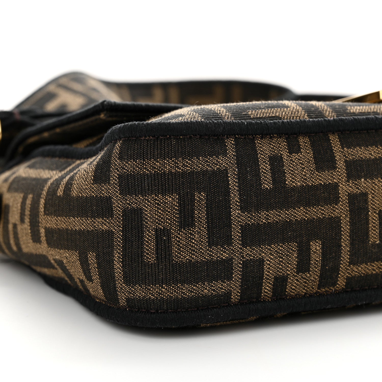 Fendi Fabric Jacquard FF 1974 Medium Baguette Tobacco Moro Black 8 of 12