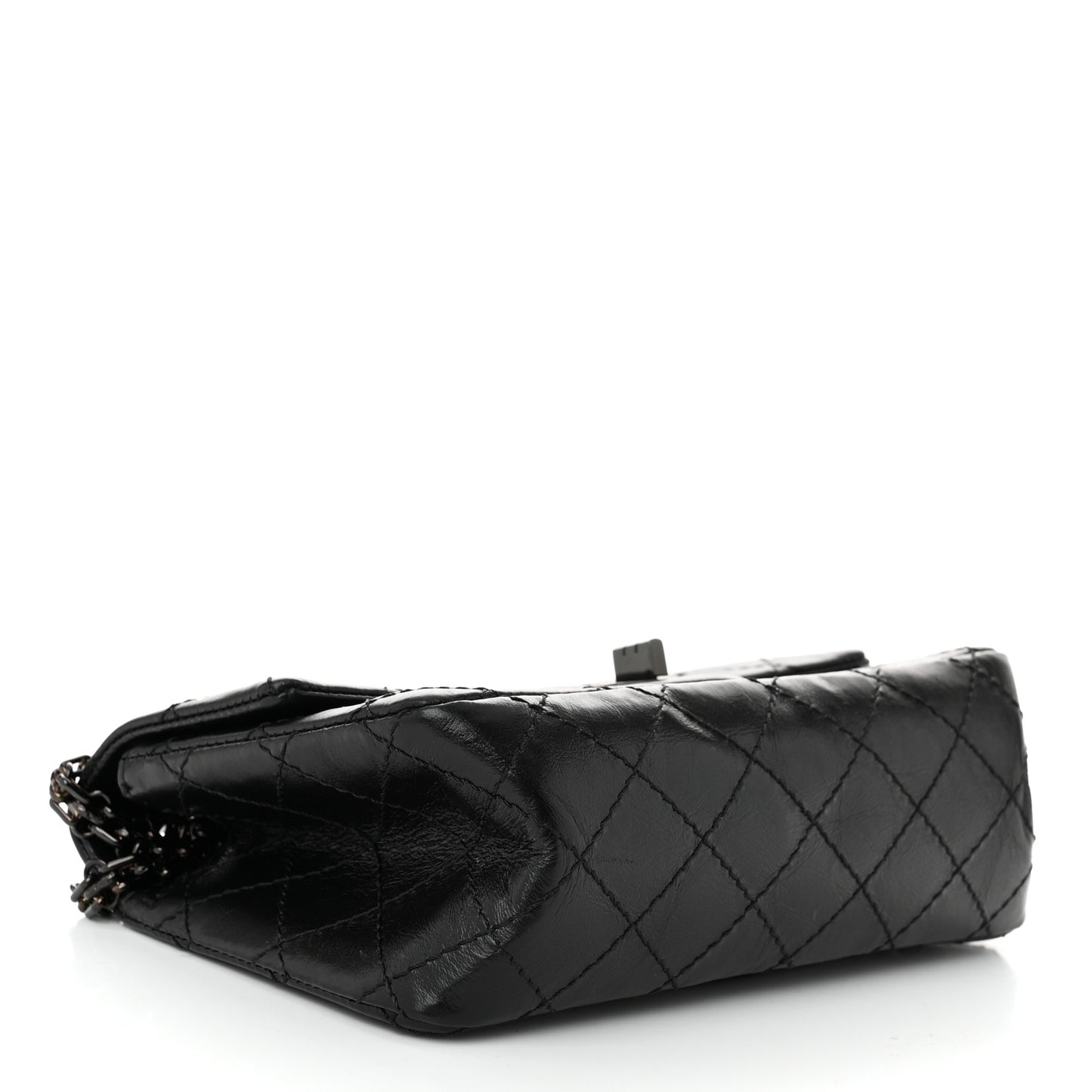 Aged Calfskin Quilted 2.55 Reissue Mini Flap So Black
