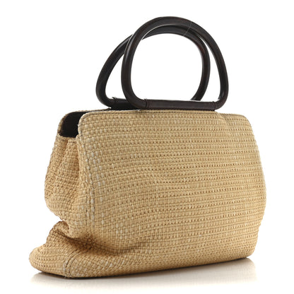 Chanel Woven Straw Raffia Wooden Handle Bag 3 of 10