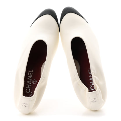 Chanel Lambskin Pumps 37 Ivory Black 2 of 10