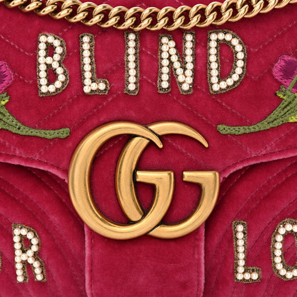 Gucci Velvet Matelasse Blind for Love Embroidered Medium GG Marmont Shoulder Bag Light Raspberry Rose Multicolor 8 of 11