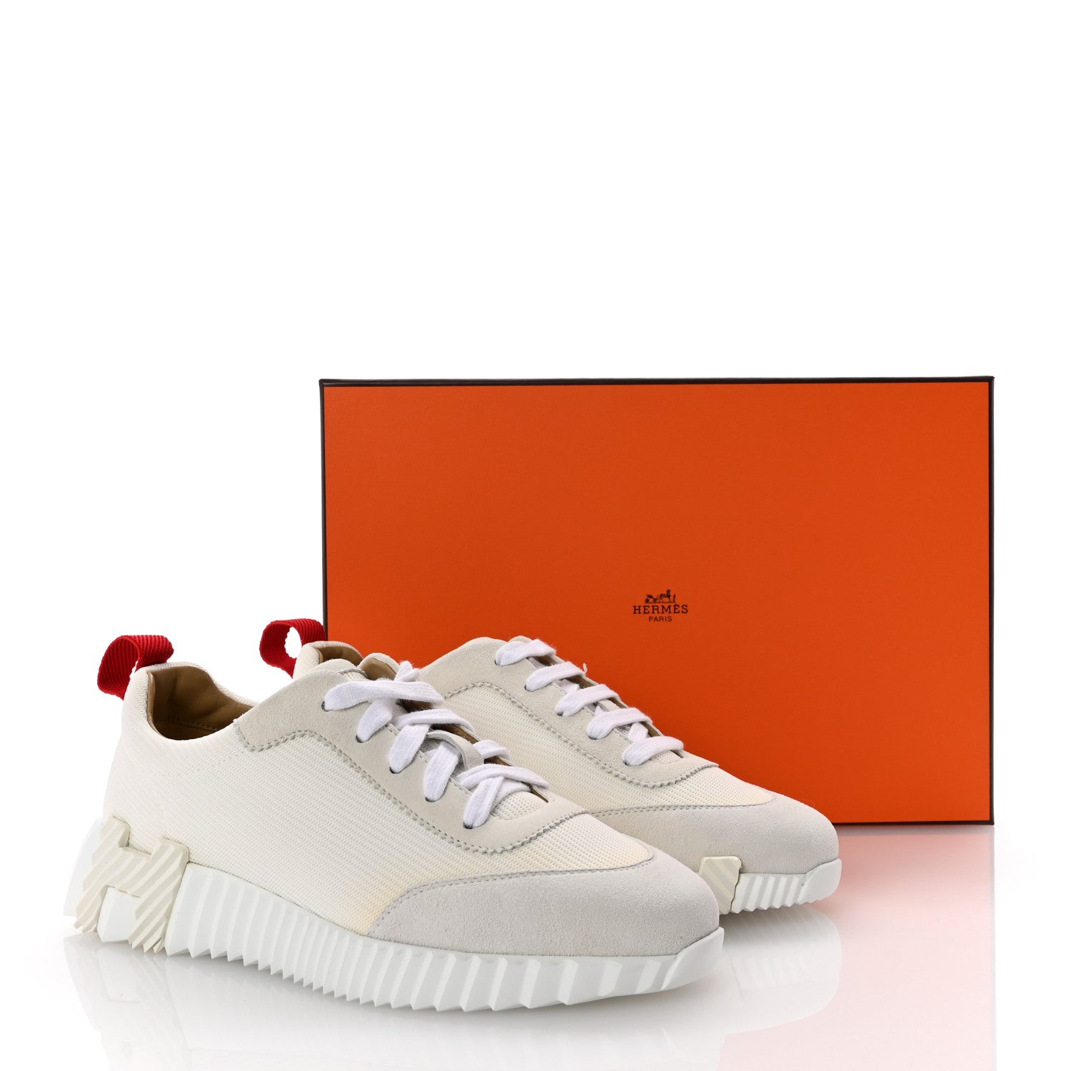 Hermes Technical Canvas Suede Goatskin Bouncing Sneakers 36 White Multicolor 10 of 10