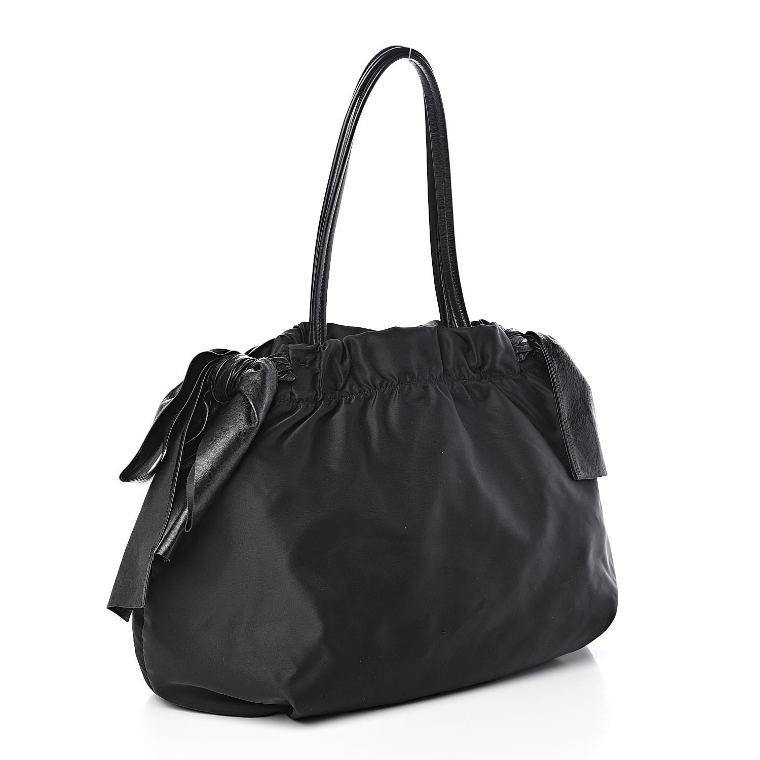 Prada Tessuto Nylon Jacquard Logo Bow Bag Black 432223 – FASHIONPHILE