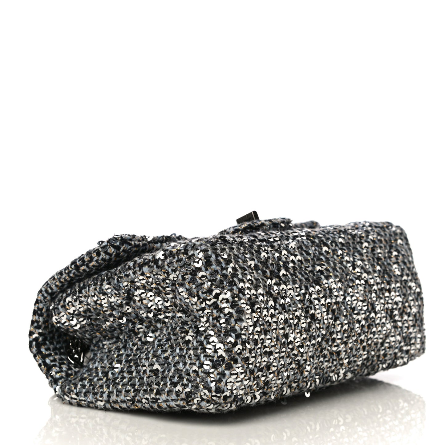 Tweed Quilted 2.55 Reissue Mini Flap Silver Black Gold