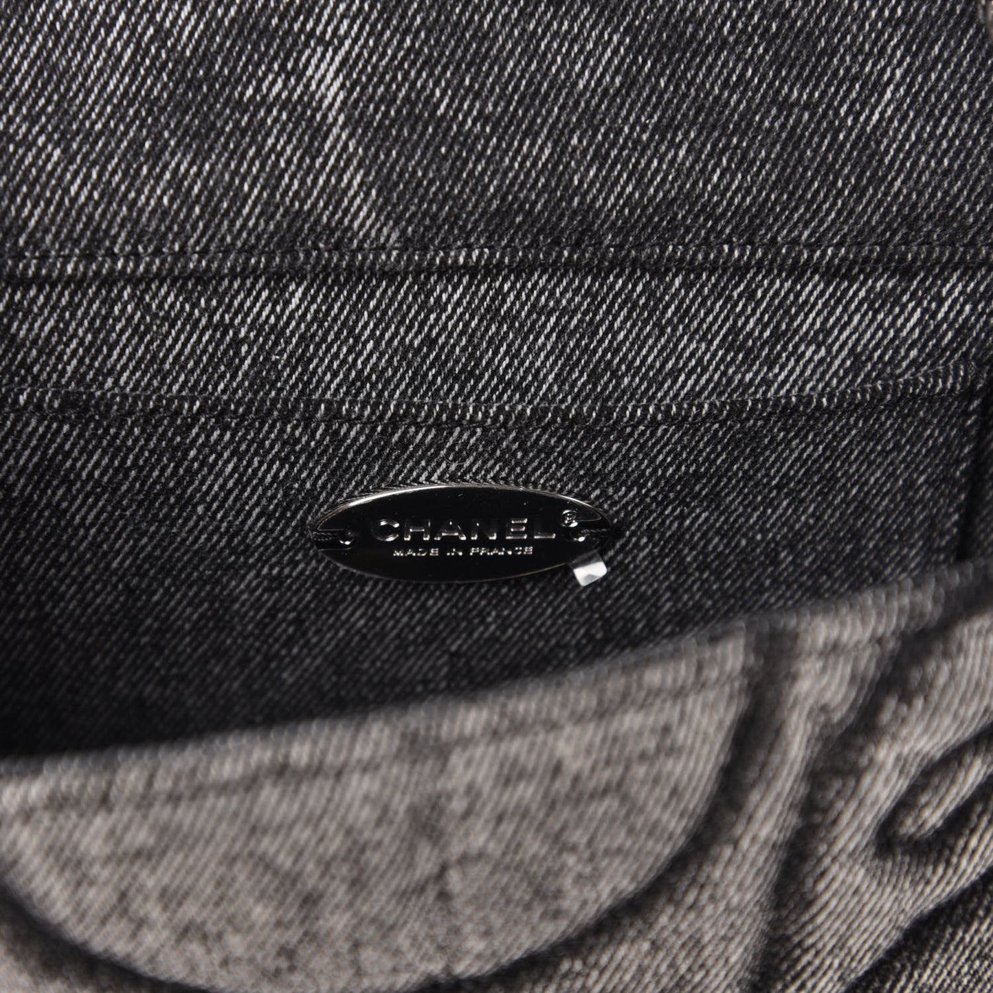 Denim Stitched Mini Square Flap Black