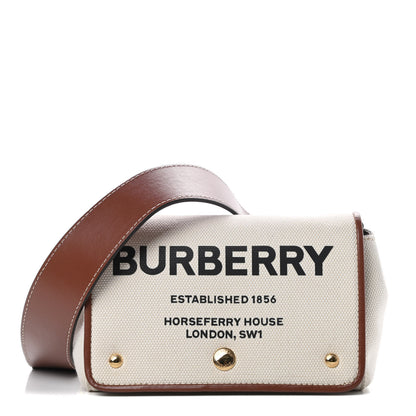 Burberry Cotton Canvas Horseferry Print Small Crossbody Bag White Tan 1 of 12