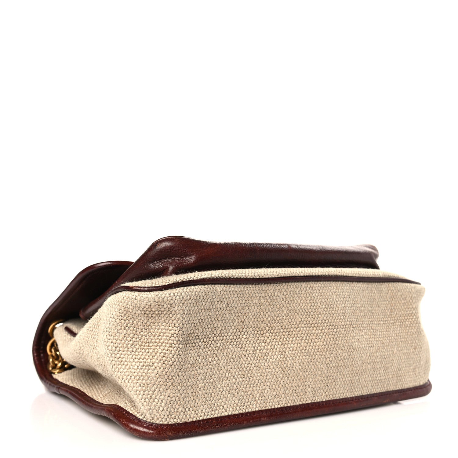 Saint Laurent Cotton Canvas Vintage Calfskin Monogram Medium Niki Chain Satchel Natural Chocolate 4 of 9
