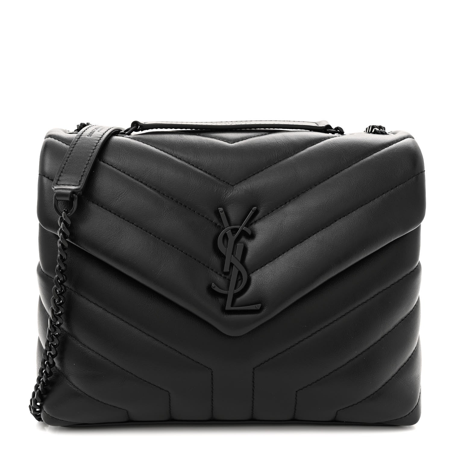 Saint Laurent Calfskin Y Quilted Monogram Monochrome Small Loulou Chain Satchel Black 1 of 10