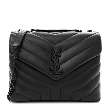 Saint Laurent Calfskin Y Quilted Monogram Monochrome Small Loulou Chain Satchel Black 1 of 10