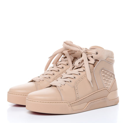 Christian Louboutin Calfskin Patent Spikes Mens Loubikick Flat Sneakers 42 Crosta 3 of 9