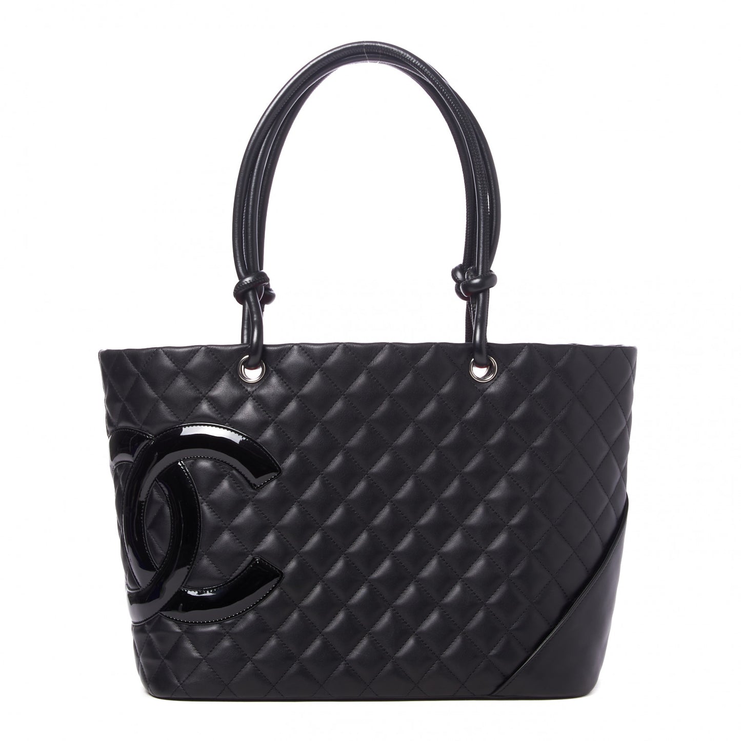 Calfskin Quilted Large Cambon Tote Black