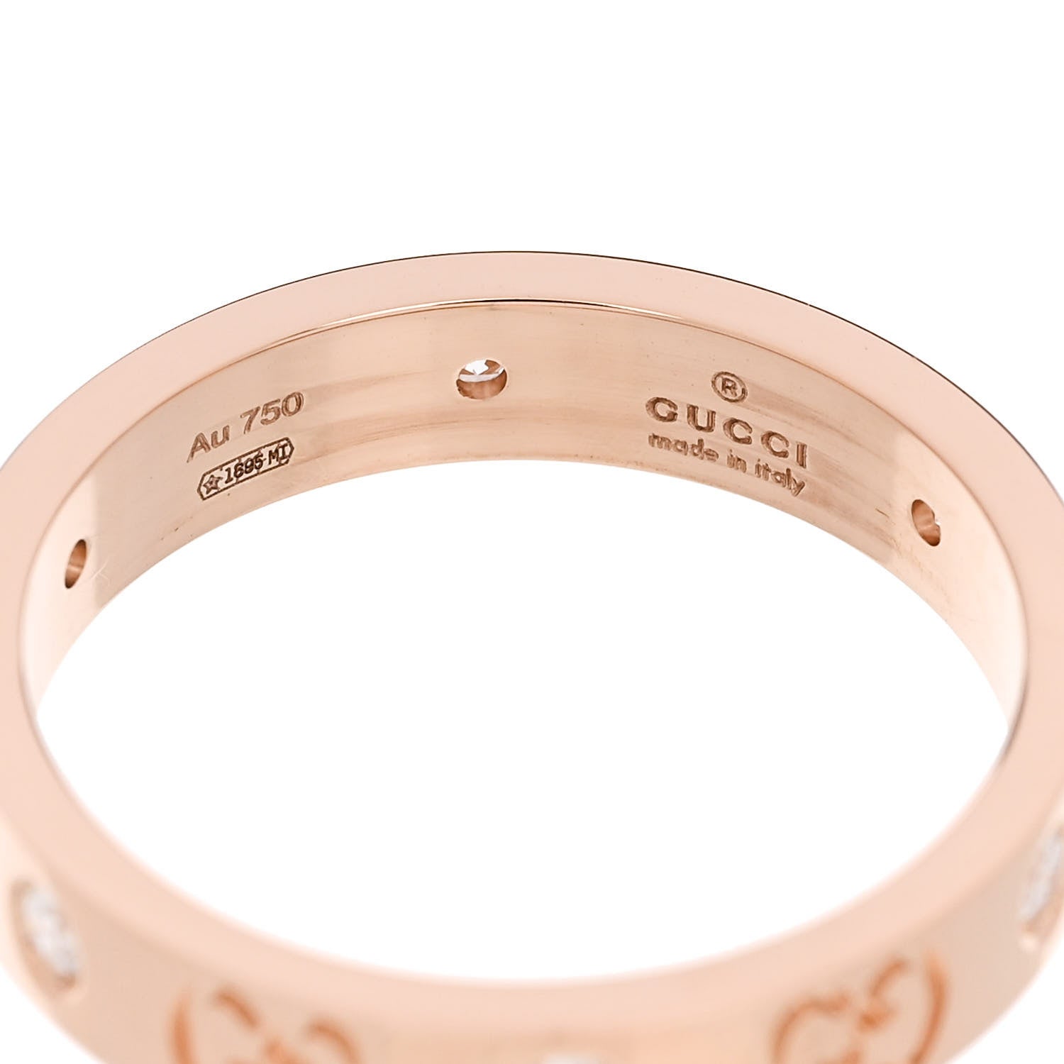 Gucci 18K Rose Gold Diamond Icon Thin Band Ring 56 7.5 4 of 5