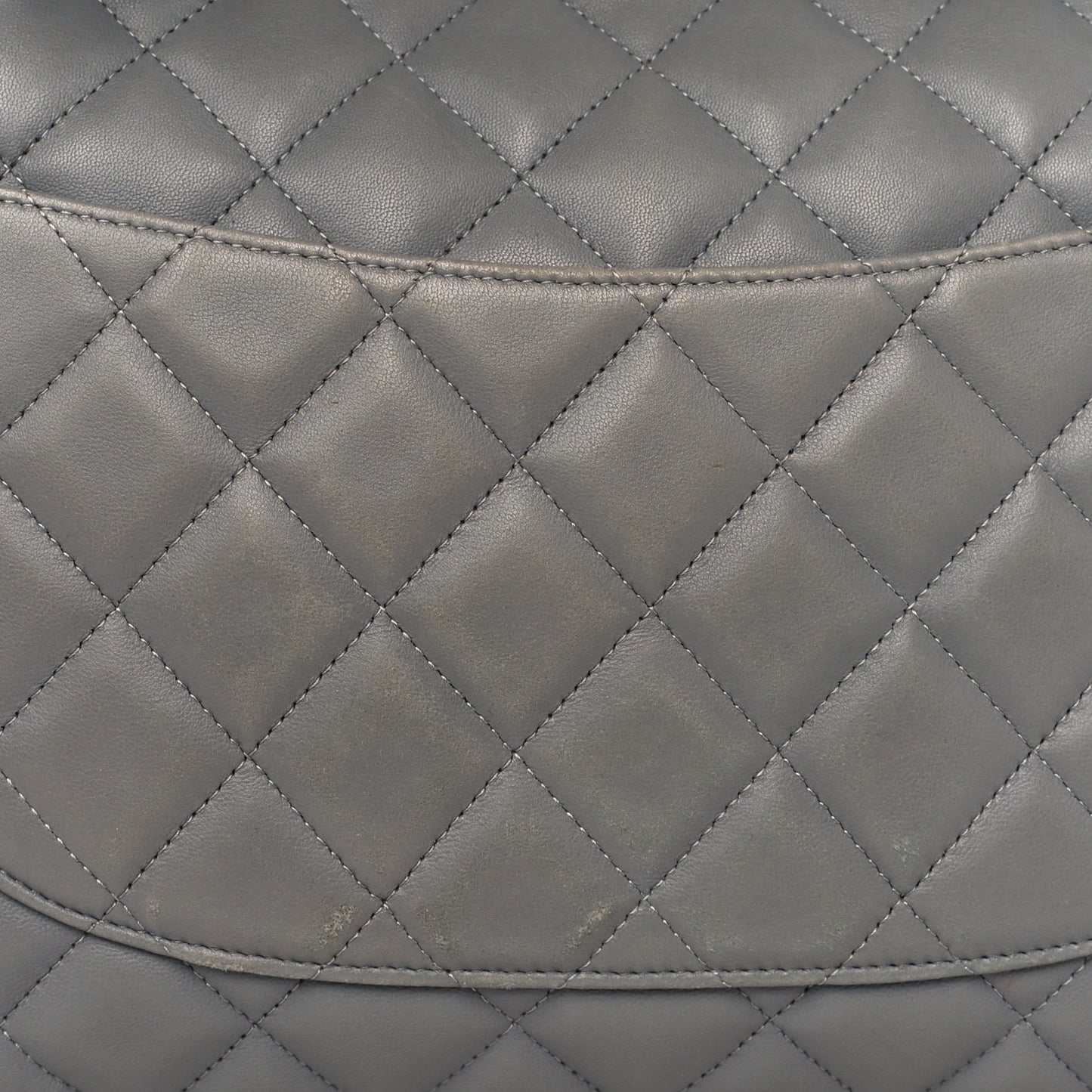 Lambskin Quilted Jumbo Single Flap Grey