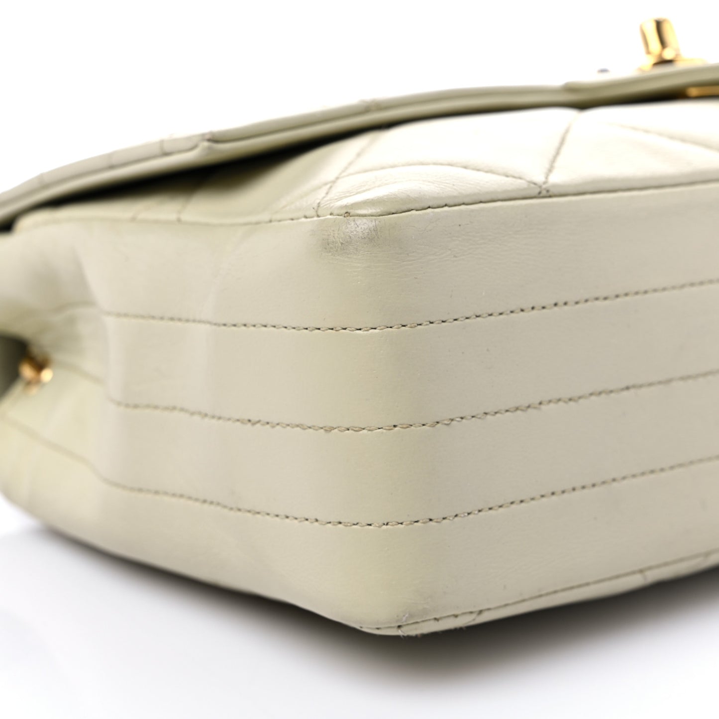Lambskin Quilted Small Single Flap Beige