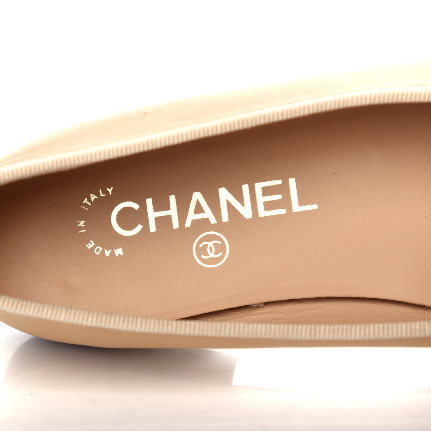 Chanel Lambskin CC Cap Toe Ballerina Flats 35 Beige Black 7 of 11