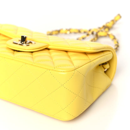 Chanel Lambskin Quilted Mini Rectangular Flap Yellow 10 of 11