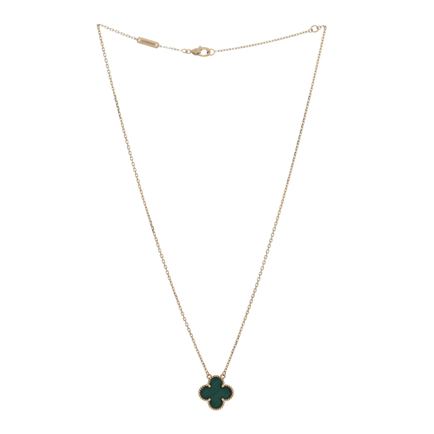 18K Yellow Gold Malachite Vintage Alhambra Pendant Necklace