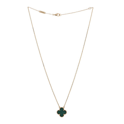 Van Cleef & Arpels 18K Yellow Gold Malachite Vintage Alhambra Pendant Necklace 3 of 5
