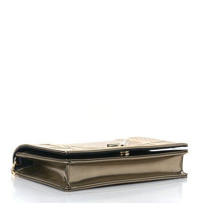 Christian Dior Metallic Patent Micro-Cannage Diorama Wallet on Chain Pouch Gold 4 of 9