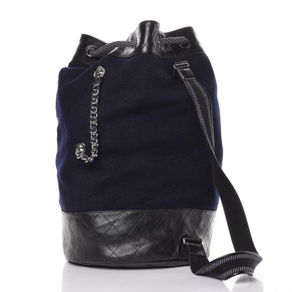 Chanel Wool Calfskin Embroidered Paris Hamburg Drawstring Backpack Black 2 of 10