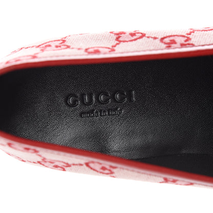 Gucci Canvas GG Monogram Horsebit Womens Jordaan Loafers 36.5 Gardenia Hibiscus Red 7 of 8