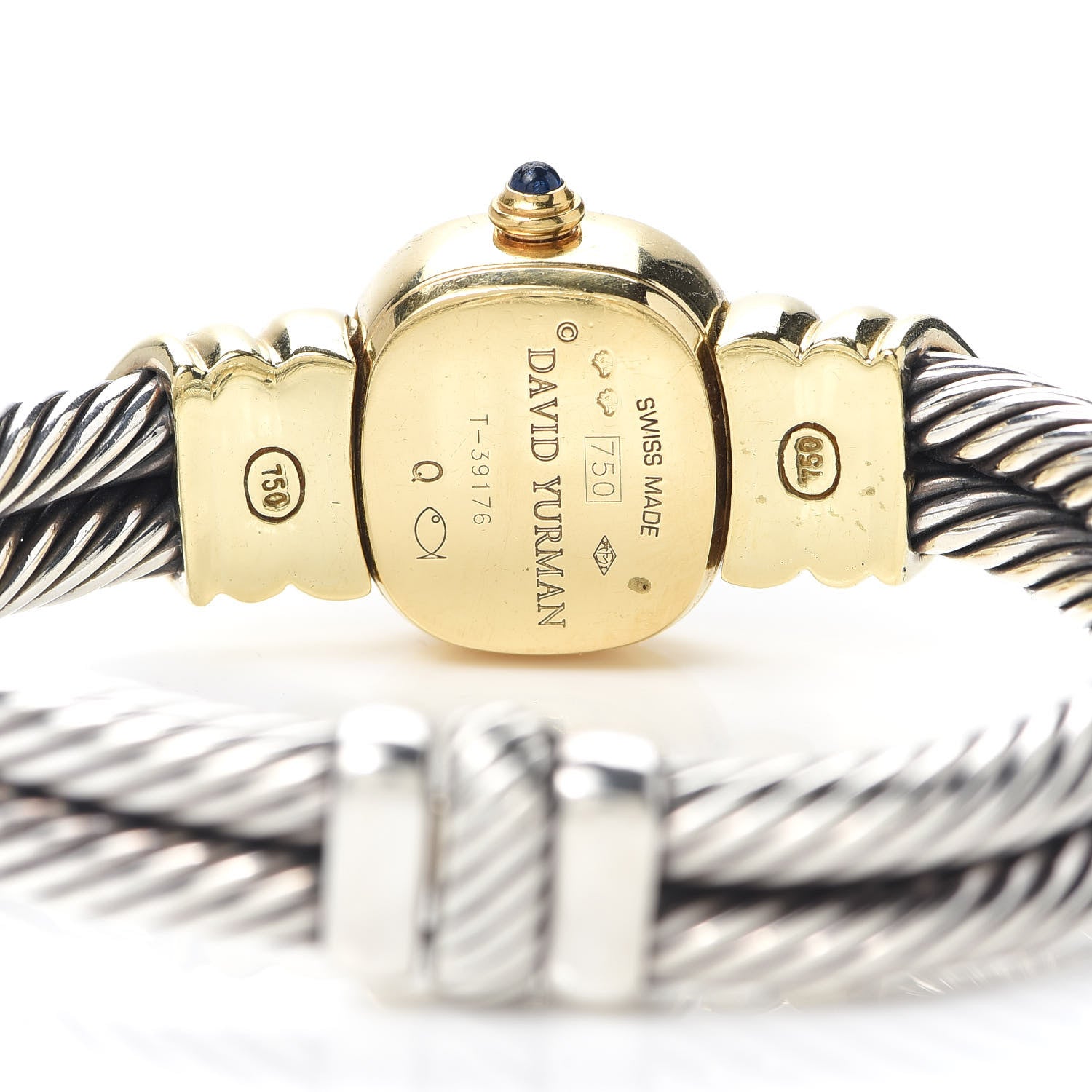 David Yurman Sterling Silver 18K Yellow Gold Diamond Bezel Mother of Pearl 21mm Classic Cable Quartz Watch 4 of 6