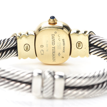 David Yurman Sterling Silver 18K Yellow Gold Diamond Bezel Mother of Pearl 21mm Classic Cable Quartz Watch 4 of 6
