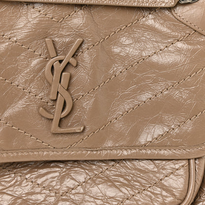 Saint Laurent Crinkled Calfskin Matelasse Monogram Baby Niki Chain Satchel Light Taupe 11 of 14
