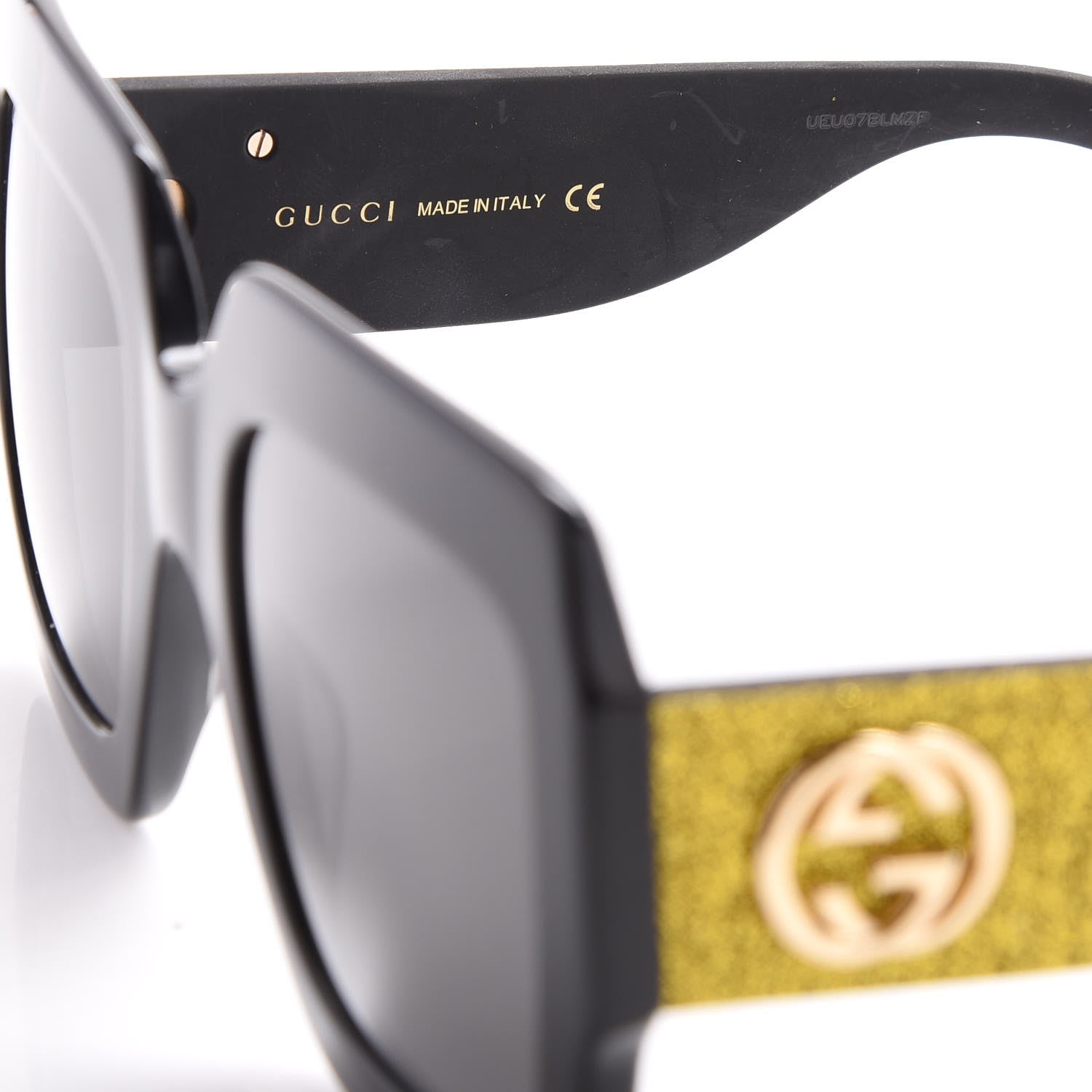 Gucci Square Frame GG0102S Sunglasses Glitter Gold 5 of 9