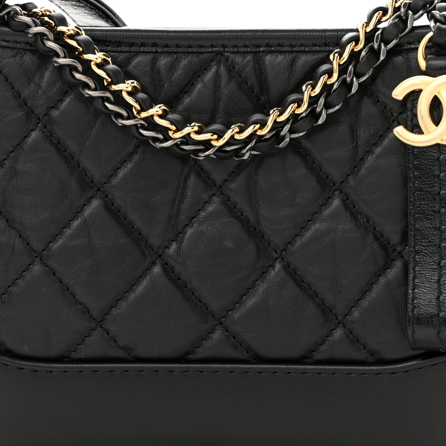 Chanel Aged Calfskin Quilted Small Gabrielle Hobo Black 7 of 10