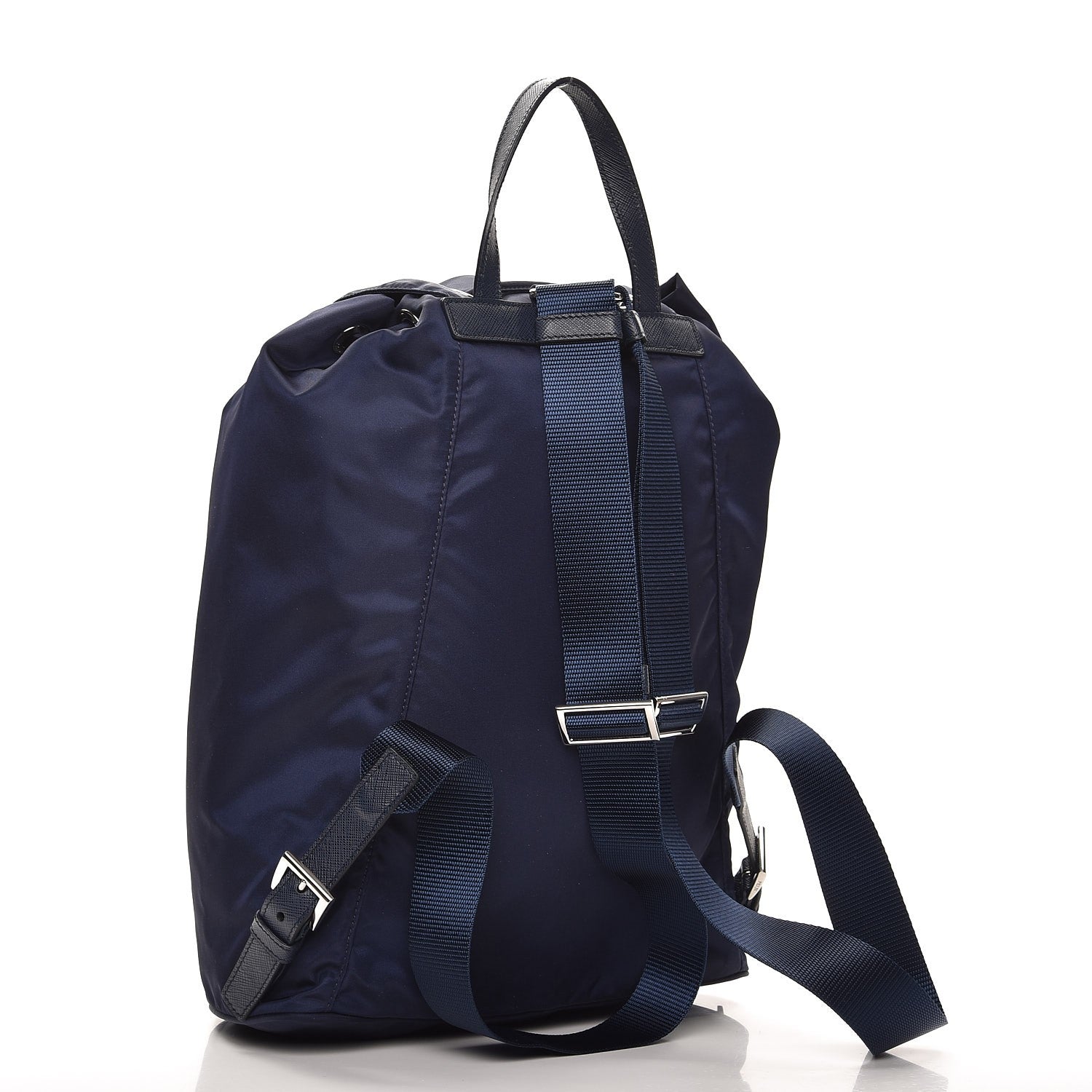 Prada Nylon Vela Saffiano Medium Cinch Backpack Baltico 3 of 7