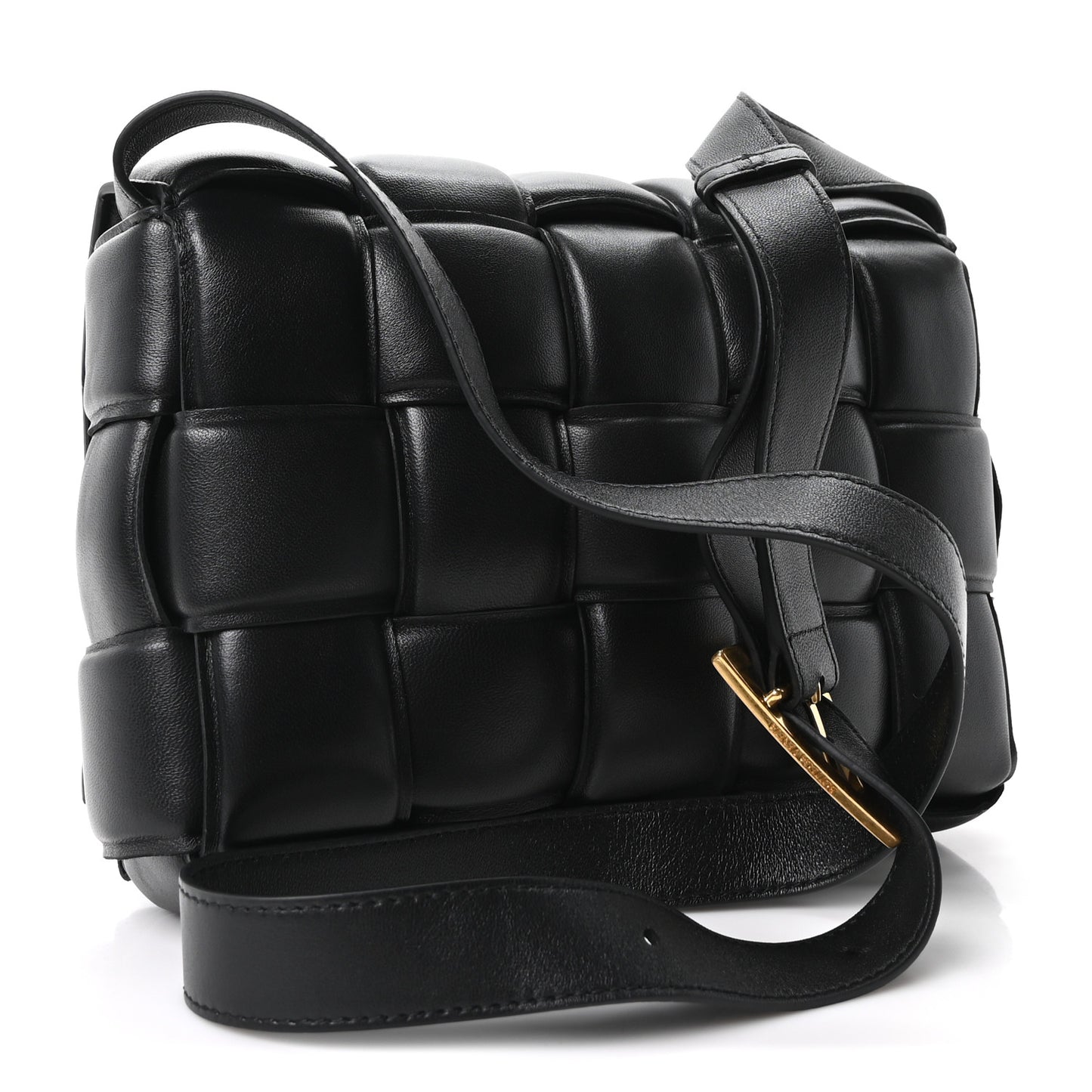 Nappa Maxi Intreccio Padded Cassette Crossbody Bag Black