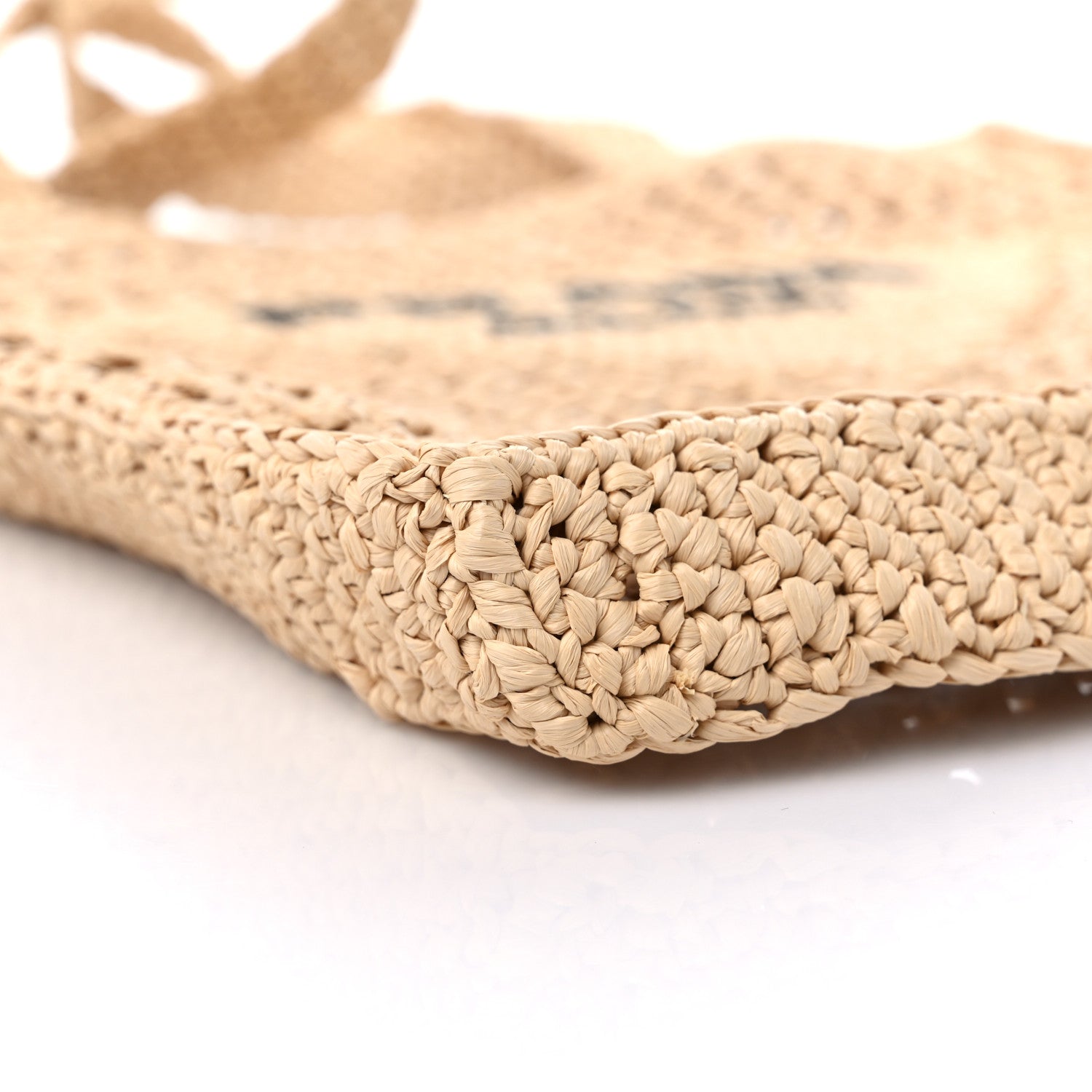 Prada Yarn Raffia Effect Crochet Logo Embroidered Tote Bag Naturale 7 of 8