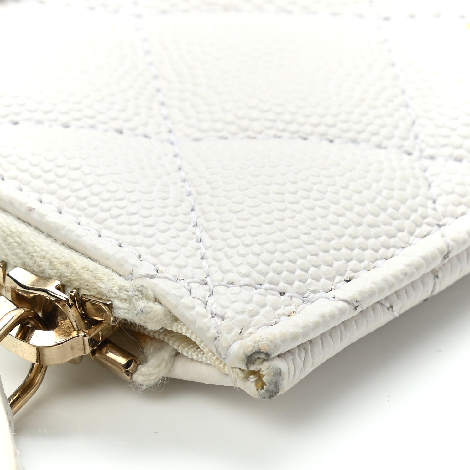 Chanel Caviar Quilted Classic Flat Wallet Pouch White 10 of 17