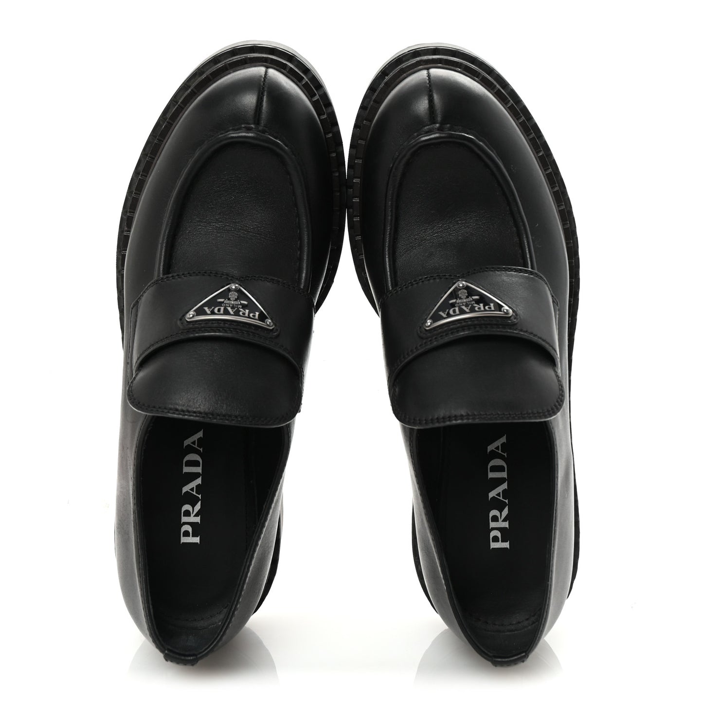 Spazzolato Metal Triangle Logo Double Chocolate Loafers 39 Black