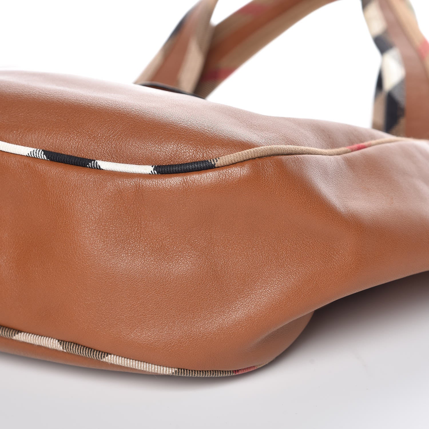 Burberry Calfskin Check Trim Hobo Brown 6 of 11