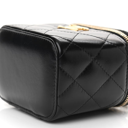 Chanel Calfskin Quilted Mini Perfect Fit Vanity Case With Chain Black 10 of 11