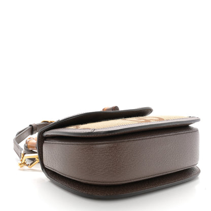 Gucci Monogram Jumbo GG Textured Dollar Calfskin Web Small Bamboo 1947 Top Handle Bag Camel Ebony New Acero 5 of 10